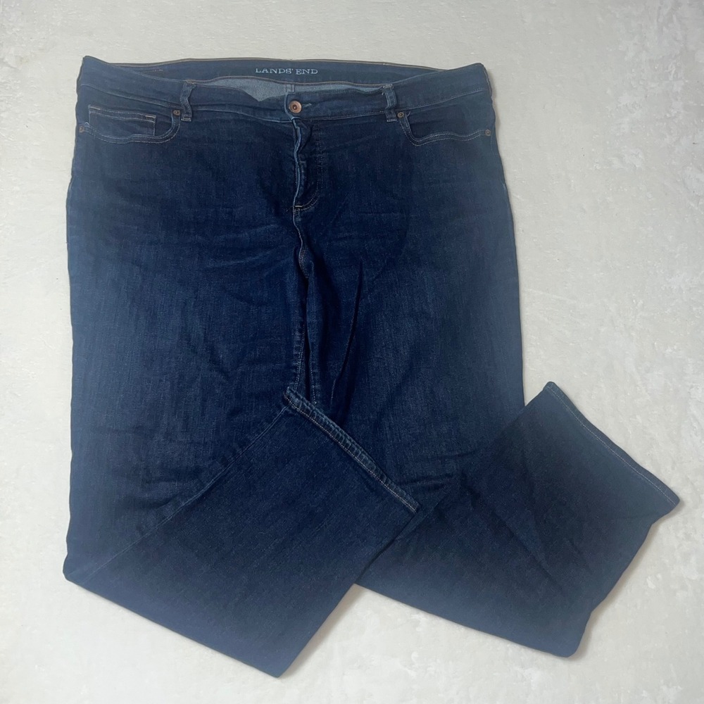 Lands End Fit 2 Straight Leg Jeans Dark Indigo Blue Plus Size 18W Denim Everyday